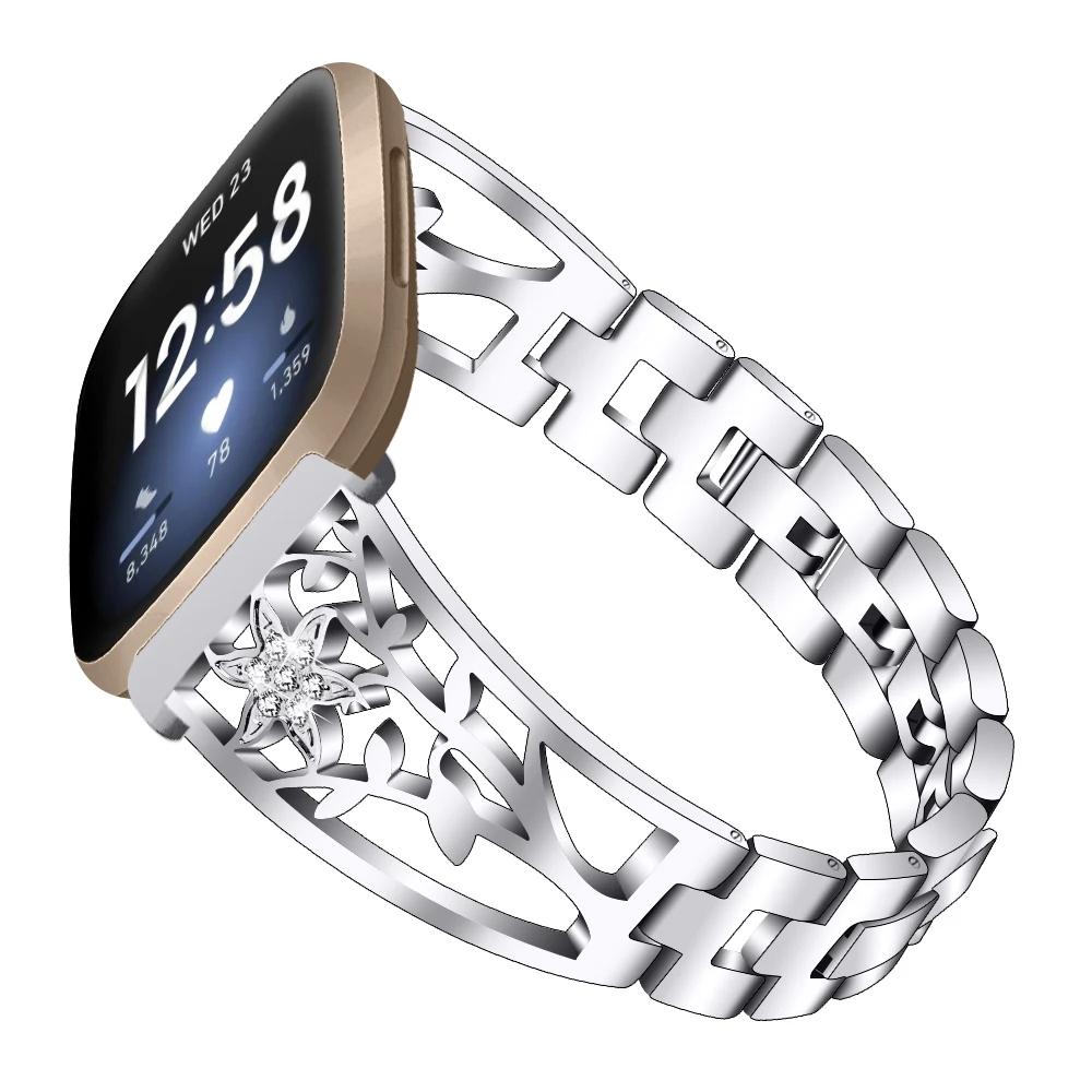 Diamond Stainless Steel band For Fitbit Versa 3 versa 4 smart watch Women bracelet strap watchband for fitbit sense sense 2