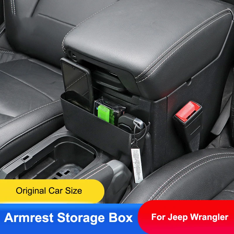 

QHCP Car Center Console Armrest Storage Box Armrest Organizer Barrel Case Stowing Tidying For Jeep Wrangler JL JT 18-24 JK 11-17