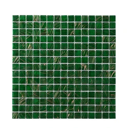 11 PCS Retro Forest Green Glass Gold Line Mosaic Tile Wall Bathroom Living Room Kitchen Balcony Background DIY Craft Material