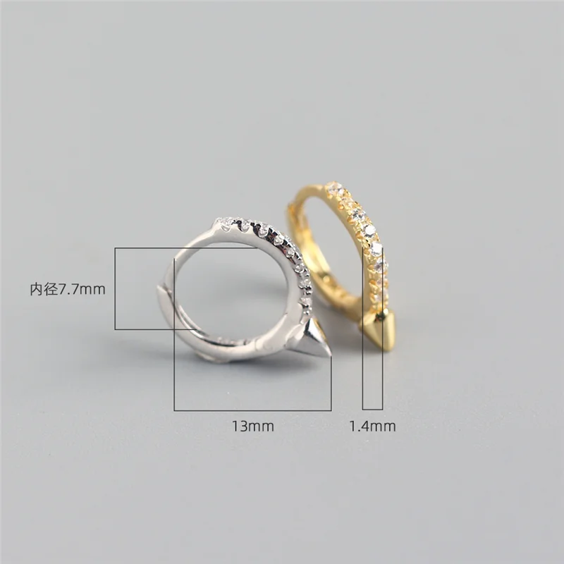 WANTME Genuine 925 Sterling Silver Single Short Spike Eternity Clicker Earrings for Women Fashion Party Jewelry Accessories 2020