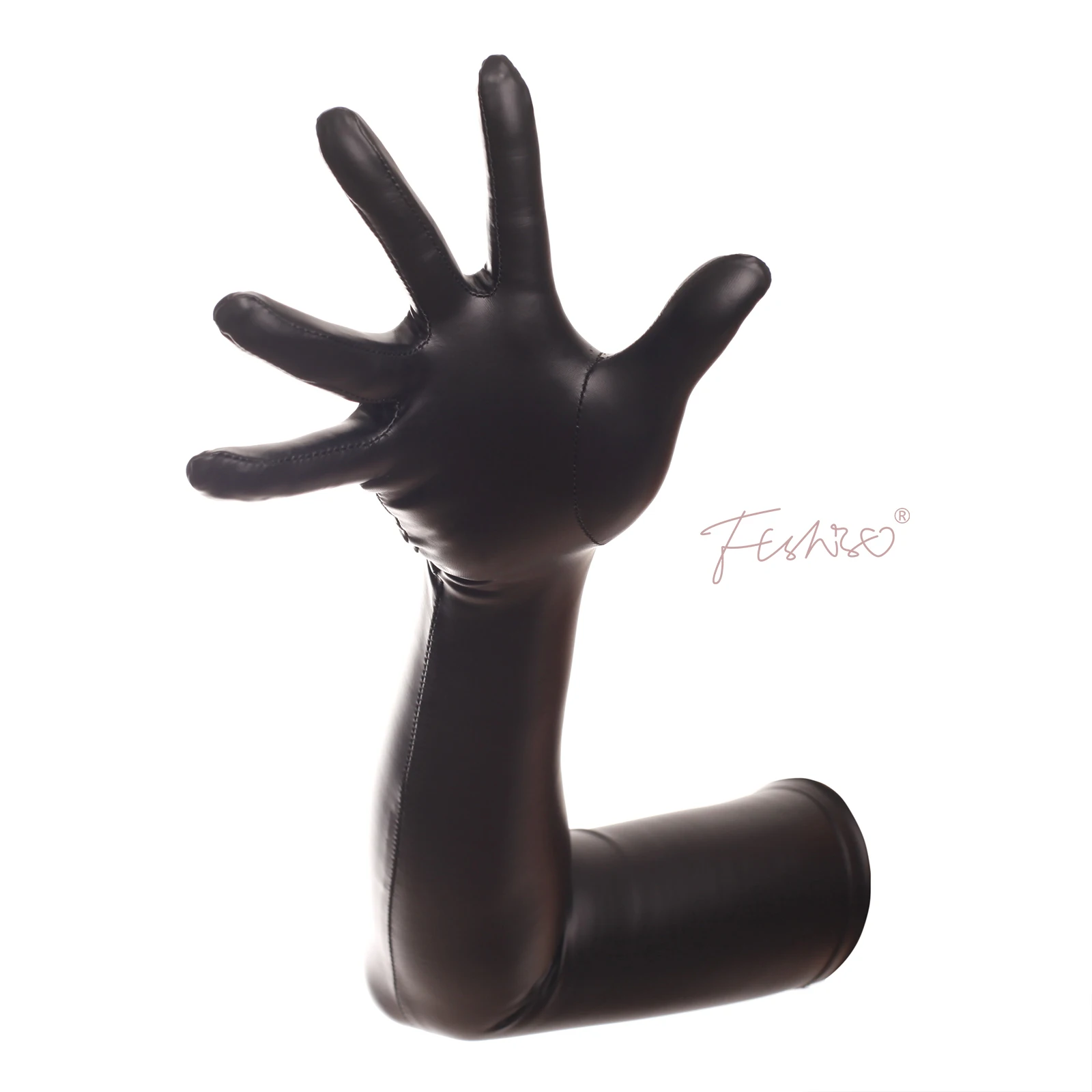 Ftshist Sexy Volle Finger Wetlook Lange Handschuhe Matte Schwarz Elastische PU Leder Ellenbogen Länge Handschuh Fetisch Tragen Mode Zubehör