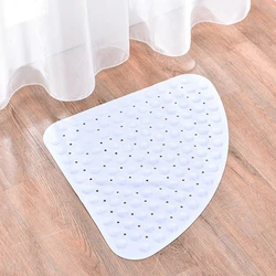 Fan-Shaped Mat Sector Bath Mat Anti Slip No Smell Shower Mat Triangle Stand Up Bathmats Machine Washable Suction Cup Drain Hole