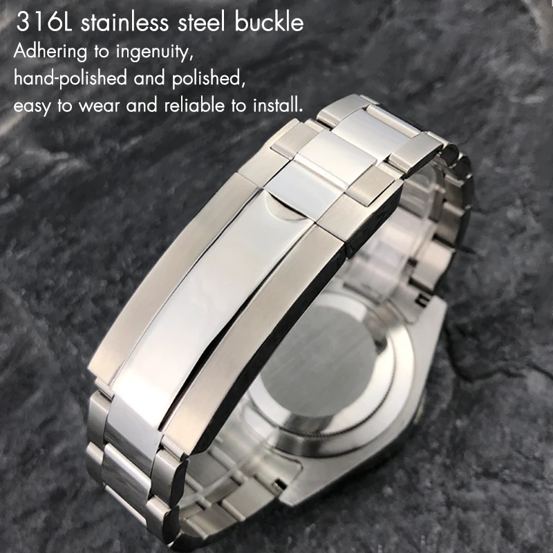 20mm 21mm High Quality 316L Stainless Steel Watchband Fit for Rolex Submariner GMT Silver Metal Watch Strap Slide Lock Buckle