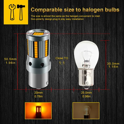 Imagen 2 del producto 2 uds 1500Lm T20 7440 led 1156 BA15S P21W 3156 bombillas led canbus sin error Super brillante Hyper Flash lámparas de señal de giro 12V