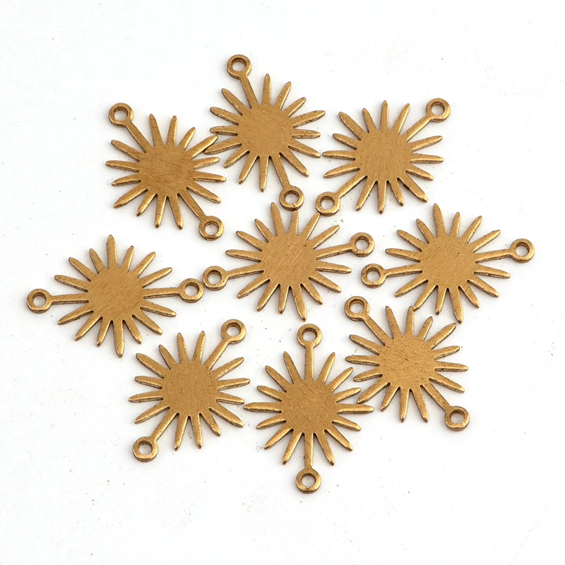 20pcs Brass Double Hanging Glossy Sun Flower Small Sun Charm Pendant DIY Bracelet Necklace Accessories