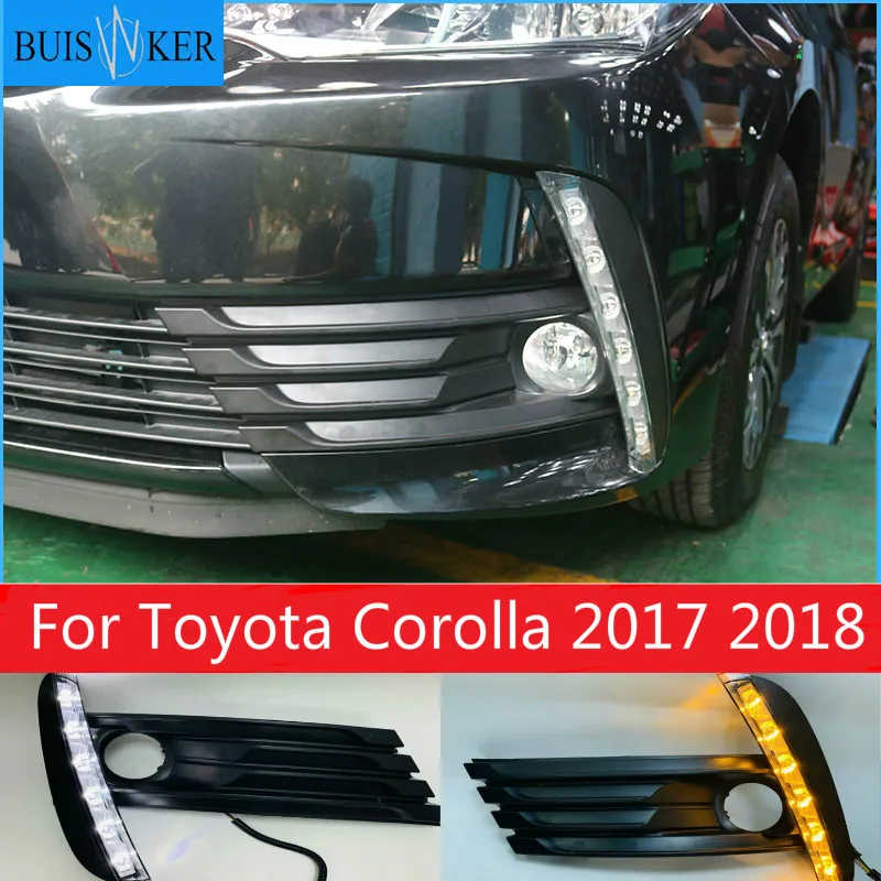 

2PCS Yellow Turn Signal Function Waterproof 12V Car DRL Lamp LED Daytime Running Light For Toyota Corolla 2017 2018