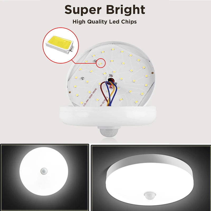 Imagem -03 - Lâmpada Led com Sensor de Movimento Luzes de Teto Luz Noturna Pir Lâmpadas de Parede Escadas Home e Corredor 110v 220v 18w 15 w 20 w 30 w 40w