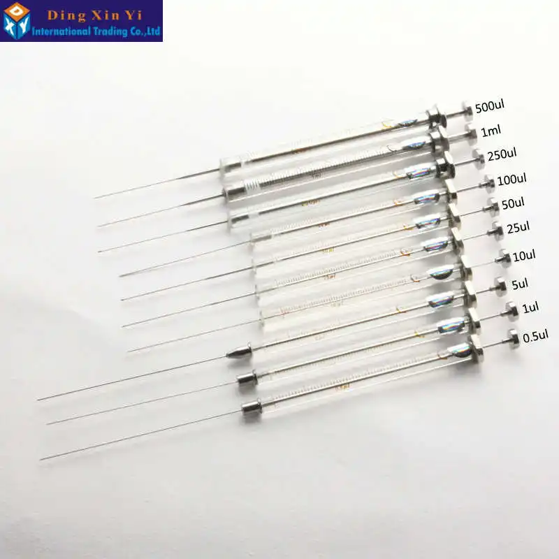 Micro Injector 0.5/1/2/5/10/25/50/100/250/500/1000uL Glass Syringe Flat Head Needle for Liquid Chromatograph