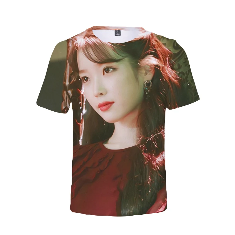 2021 Kpop Idol IU 3D T Shirt Harajuku Casual Tops Women Men Round Neck Short Sleeve T-shirt IU Lee Ji Eun Korean Style Clothes