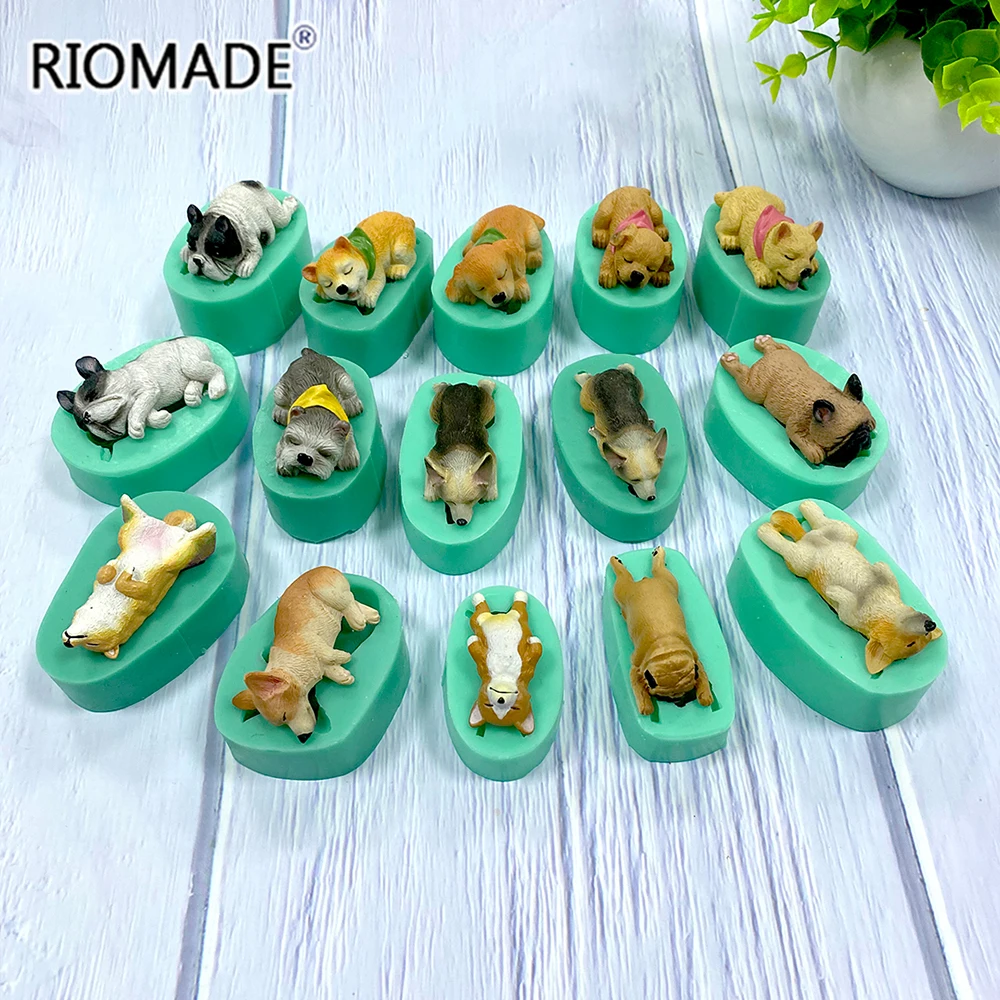 Corgi Bulldog Silicone Fondant Molds 13 Dogs Shape Animal Cake Decorating Tools Chocolate Dessert Polymer Clay Mould F0661XG