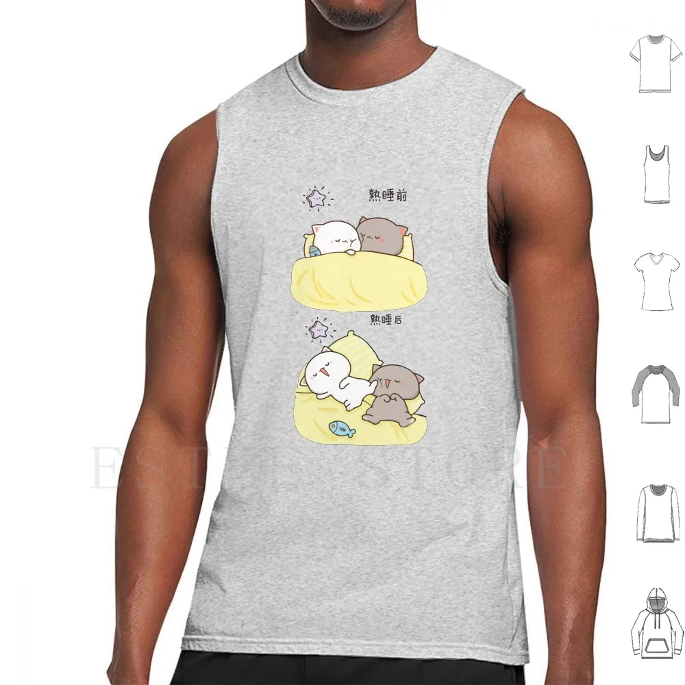 Camisetas sin mangas Peach And Goma Mochi Cat, chaleco sin mangas Peach Cat Goma Mochi Cat Kitty, lindo, romántico, Kawaii, para novio