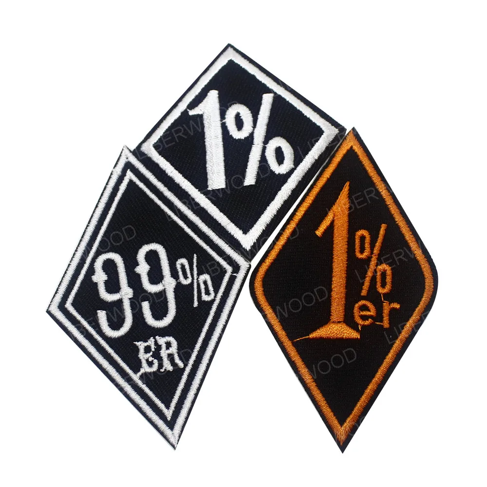 One Percenter 1% 99% Er Embroidered Biker Outlaw Motorcycle Club Gang Applique Iron-on Crafts Sew DIY For Jeans T-Shirt Cap Bag