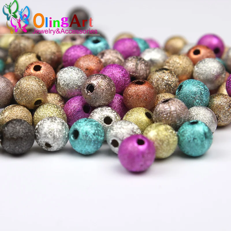 OlingArt 4/6/8/10/12/14/18/20MM Hỗn Hợp Màu Acrylic nhăn Hạt DIY Bông Tai Vòng Tay Vòng Cổ Trang Sức Làm Miễn Phí Vận Chuyển