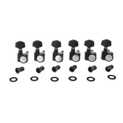 Musiclily Pro 6-in-line 2-pins Guitar Locking Tuners Machine Heads Tuning Pegs Keys Set for Fender ST/Tele, Black