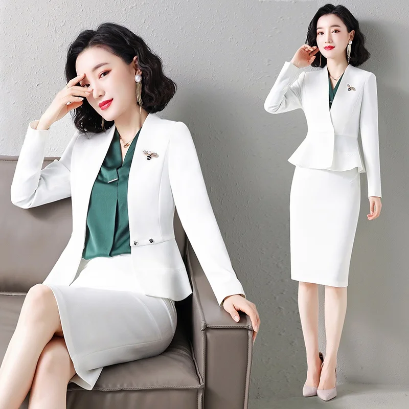 

2021 Fashion Formal Women Business Suit With Skirt And Jacket Coat Ladies Office Work Wear Professional Blazers Sets DD2791