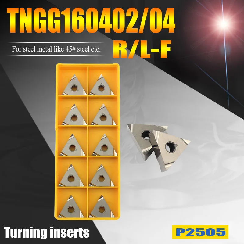 10pcs/lot TNGG160402R -F lathe turning tools Ceramic Inserts TNGG160404L -F CNC Steel metal cutter for fine finishing machining