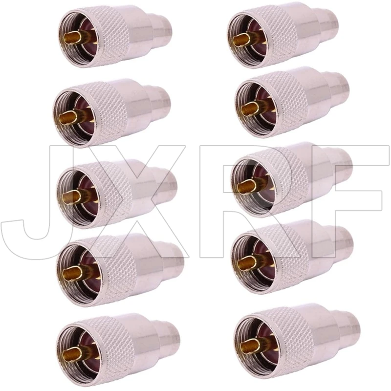 10PCS UHF PL259 Male Plug Screwed Coupling Connector RF UHF Coaxial Male PL259 Plug Crimp For RG8U LMR400 RG58 Dual purpose