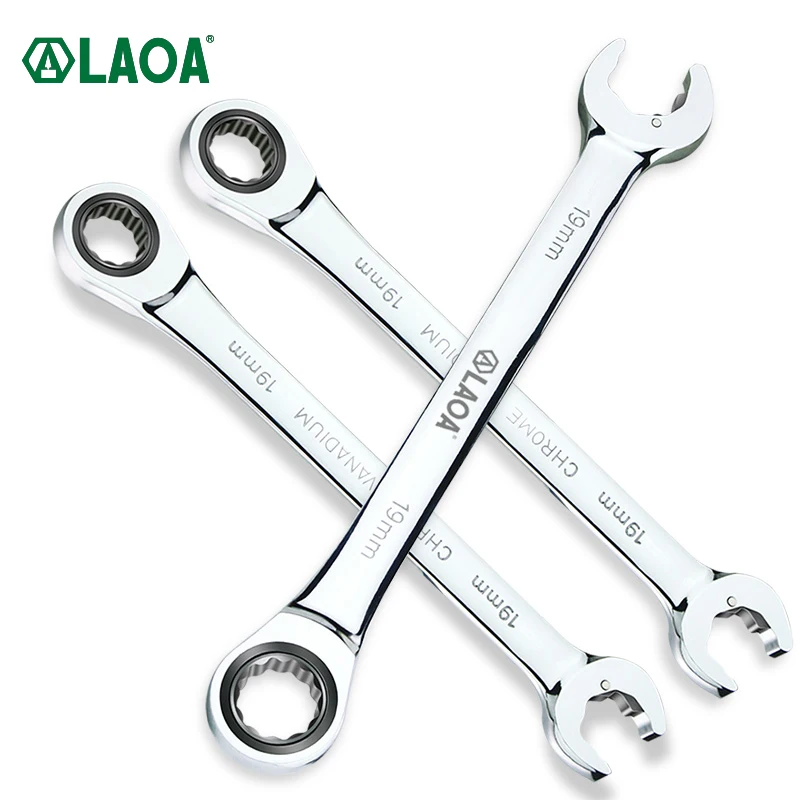 LAOA Two-end Ratchet Wrench 8-19mm, Combination Torx Wrench Auto Car Repair Vehicle Maintenance and Repair Hand Tool