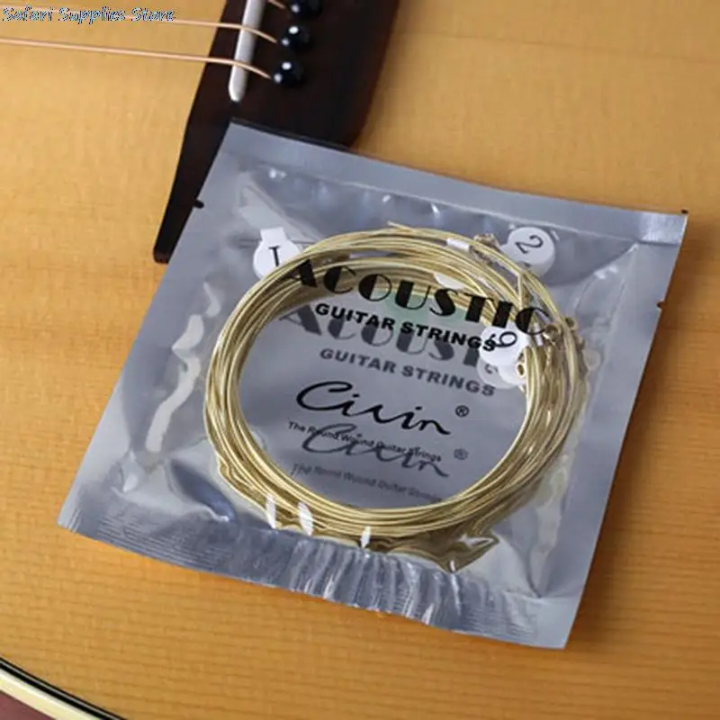 6 stücke Praxis Vernickelt Stahl Gitarre String Akustische Gitarre mit Original Einzelhandel Tasche