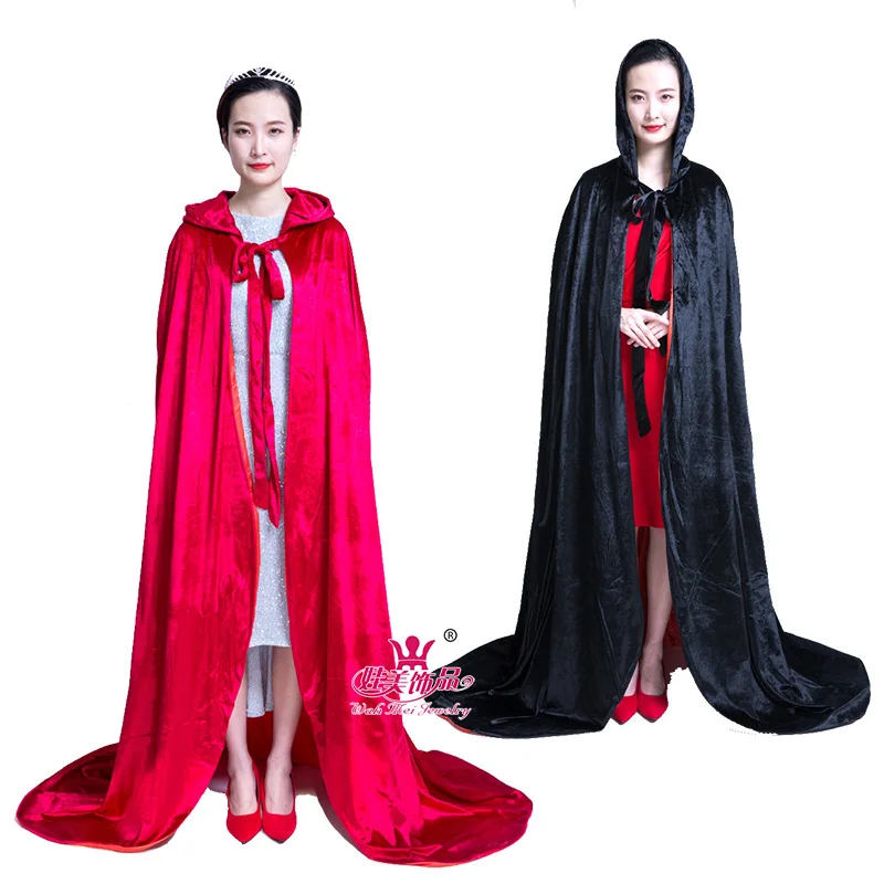 Adult beauty contest velvet long hat cloak costume to participate in activities, party show velvet cloth 180cm cloak in differen