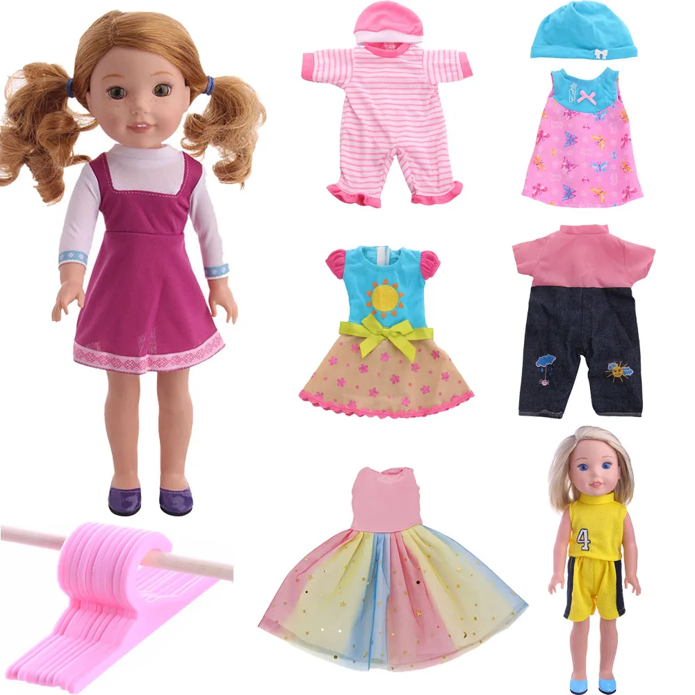 Doll Clothes For 14.5 Inch Wellie Wisher & 32-34 Cm Paola Reina Doll,Pajama Dress Sportswear Hanger,Doll Accessories For Clothes