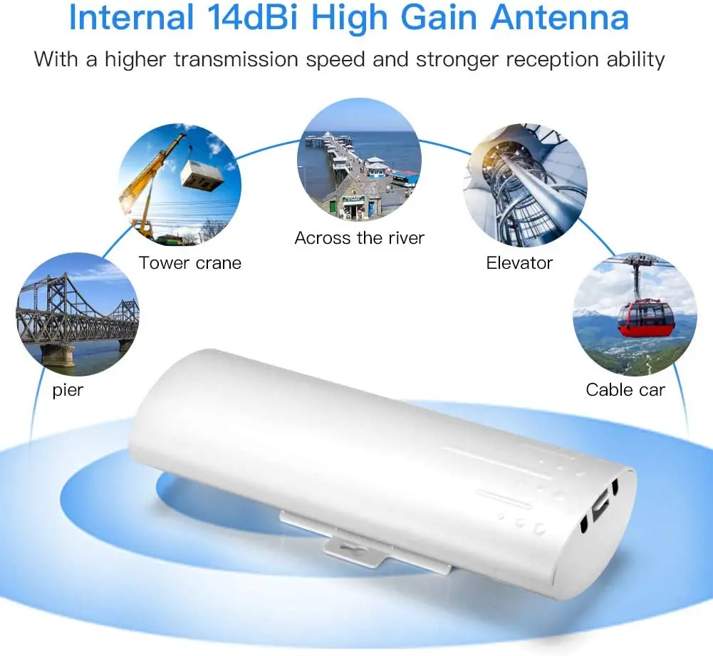 5.8G Outdoor CPE Bridge Long Range 300Mbps Point to Point Transmitter Distance WiFi Transmitter 14DBi High Gain 2 * 2 Mimo Anten