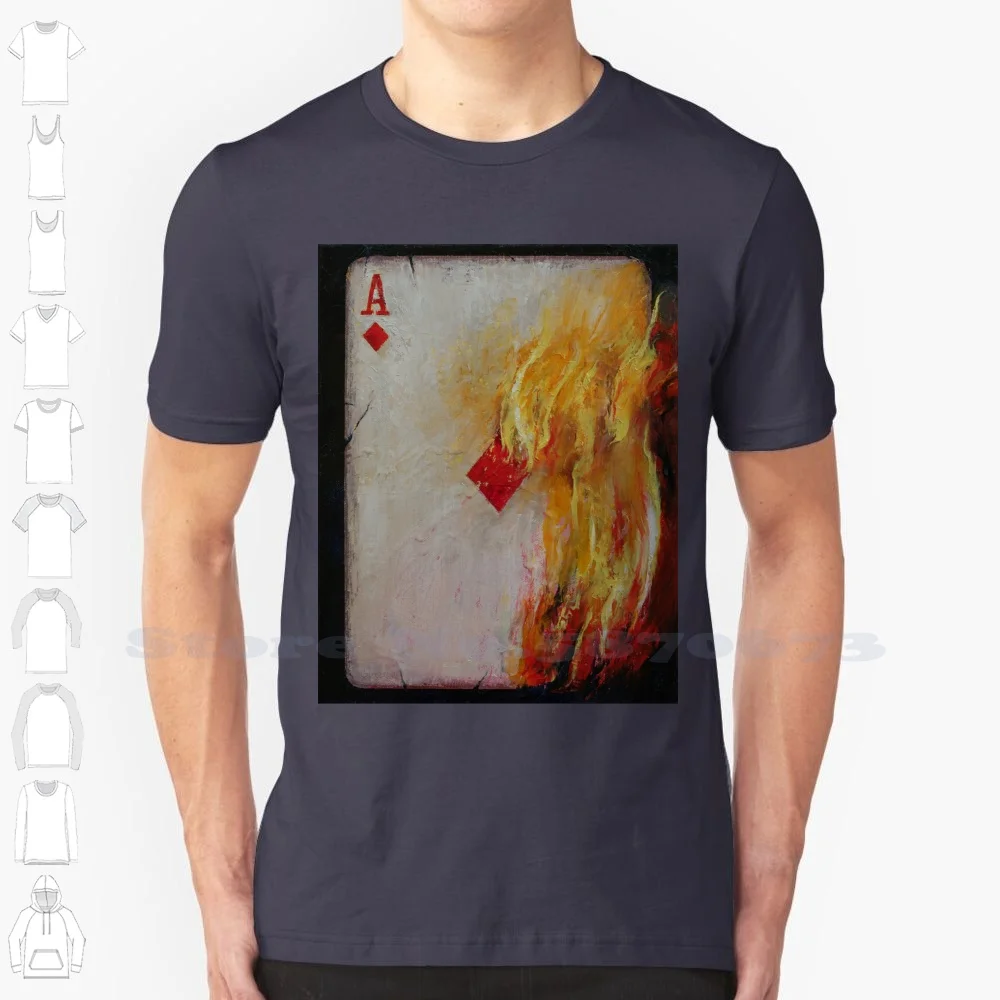 Of 100% Cotton T-Shirt Of Karo Ass As De Carreau As De Diamantes Casino Fire Feuer Fuego Flames