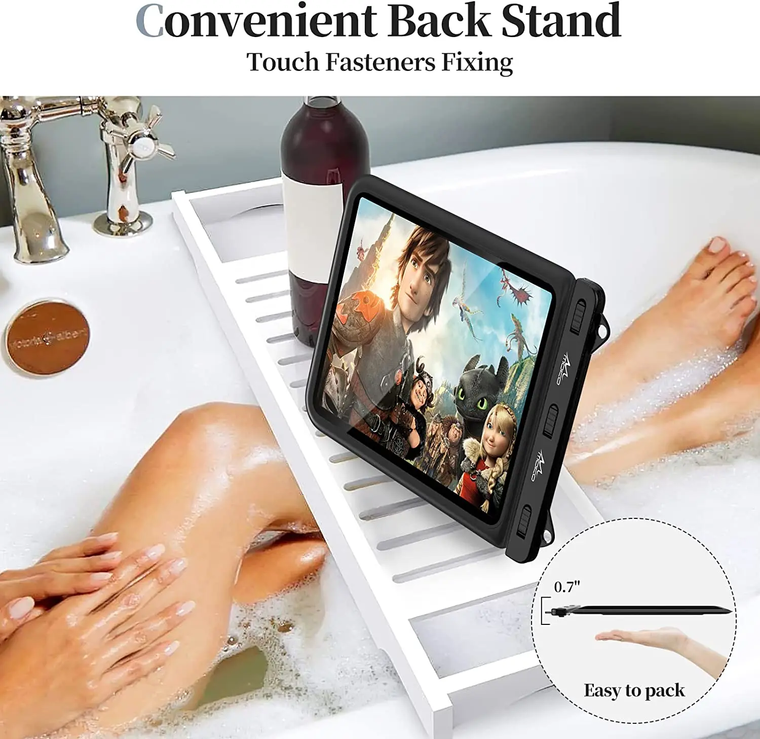 MoKo Waterproof Tablet Case 12 inch for iPad Pro 11,Galaxy Tab S6/S7 Bathroom Kitchen Stand Pouch Tablet Dry Bag