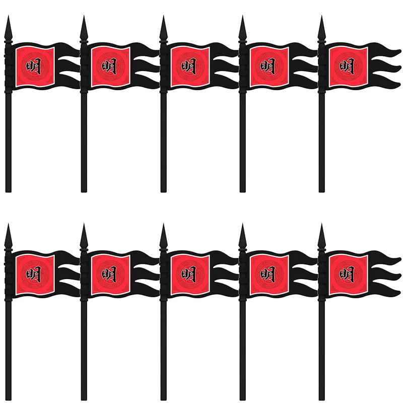 Medieval Accessories MOC Flags Compatible Ancient China Military Soldiers Figures Building Blocks Kids Toys