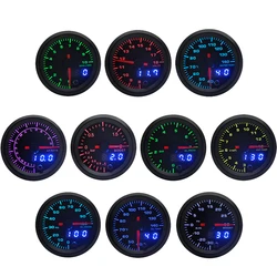 Jauge de voiture + dosettes de jauge, 2 pouces, 52mm, 7 couleurs, double affichage Boost/eau/température d'huile/pression d'huile/Volt/rapport Air/carburant/EGT/tachymètre