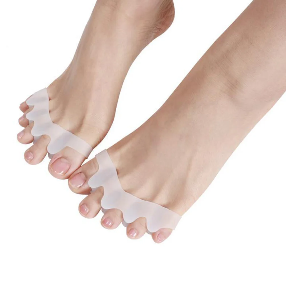 Gel de silicona médico, separador de cinco dedos, Protector de pulgar y Valgus, ajustador de juanete, Hallux Guard, suministros para el cuidado de los pies, 1 par