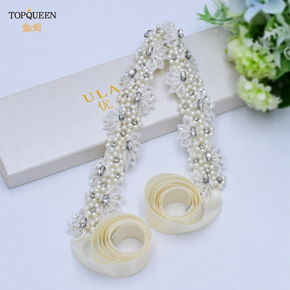 TOPQUEEN S232 Wedding Belt Bridal Pearl Rhinestone Applique Decoration High Quality Women Ladies Flower Gown Dress Sash Handmade