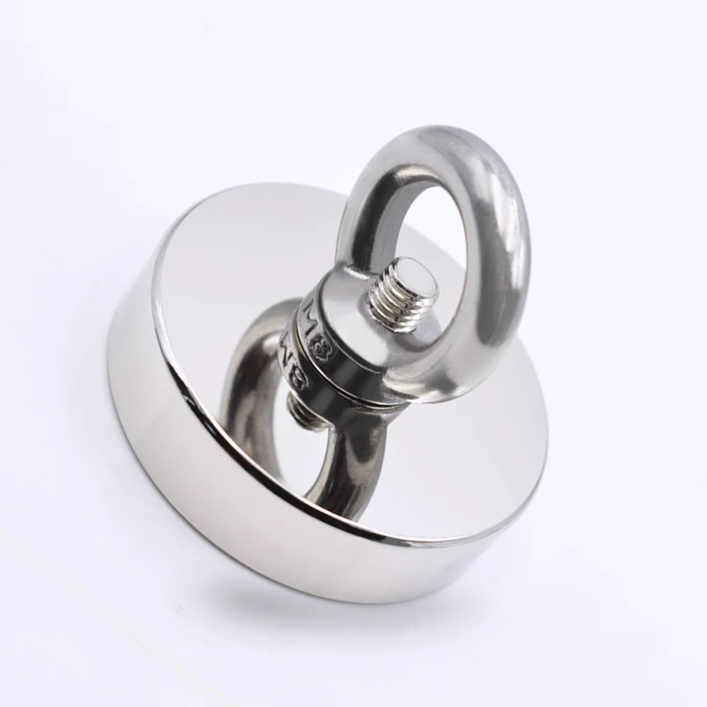 Neodymium Salvaging Magnet Hook Strong Powerful Round Magnet Deep Sea Fishing Magnetic Holder With Pull Ring Eyebolt