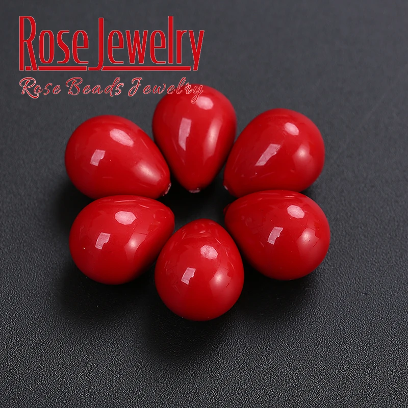 

12x16mm Natural Half Drilled Red Water-drop Shell Pearl Beads 3pcs Irregular Loose Beads For Jewelry Making Bracelets Ear Studs