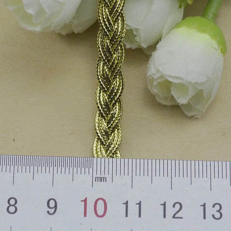 5m Gold Silver Lace Trim Cotton Fabric 7mm Wide Centipede Braided Lace Ribbon DIY Garment Sewing Accessories Wedding Home Crafts