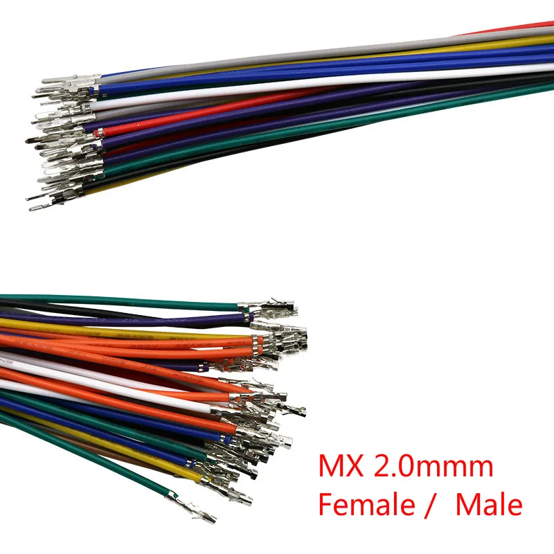 20Pcs MX2.0 Terminal Line MX 2.0mm 150mm Electronic Single Tinned Wire 51005 51006 Male Female Cable 26AWG