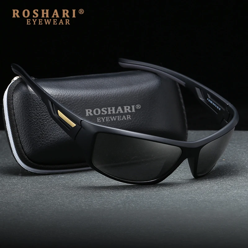 

RoShari Polarized Sunglasses Men Luxury Brand Designer Vintage Driving Sun Glasses Male Goggles Shadow UV400 R013