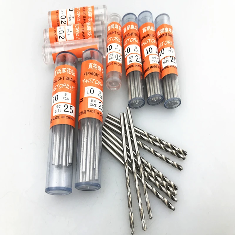 10szt 0.5 do 5.2mm HSS 4241Twist Fine Drill Wiertło z chwytem prostym Wiertło z chwytem prostym Mikro narzędzia do drewna do wiertarek elektrycznych Wiertło kręte