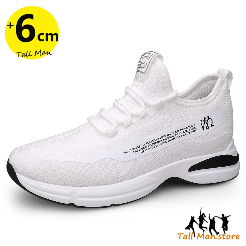 

Men Sneakers Elevator Shoes Height Increasing Elevator Shoes Sports Shoes Insole 6cm Tall Man White Sneakers