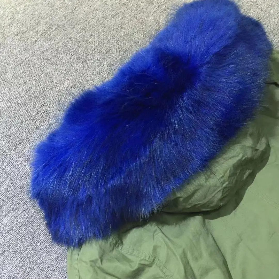 Meipng longo casaco mulher inverno mais novo azul escuro pele do falso forrado parka senhoras roupas com gola agradável e grande