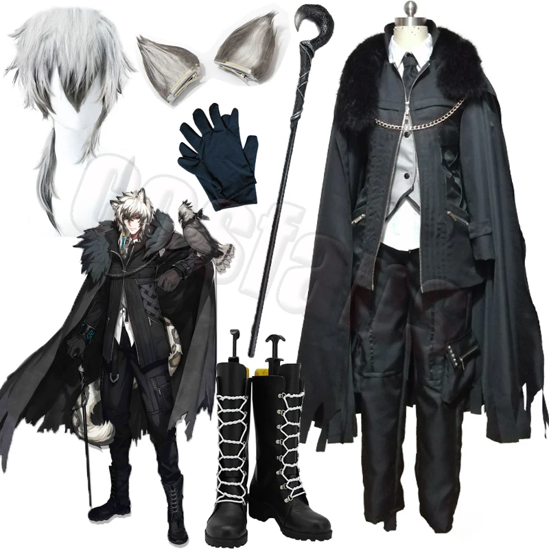 

Game Arknights SilverAsh Suits Fancy Outfit Unisex Cosplay Costume Halloween Carnival SilverAsh Dark Black Uniforms With Cloak