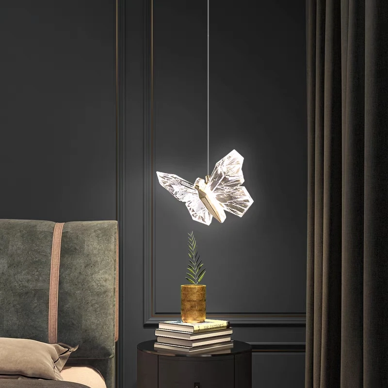 

Light luxury small chandelier bedroom bedside bar personality indoor butterfly balcony warm light corridor warm and beautiful