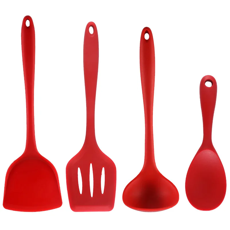 4pcs Silicone Kitchen Cooking Tools Premium Silicone Utensils Set Spatula Soup Spoon Non-stick Shovel Cooking Utensil Set