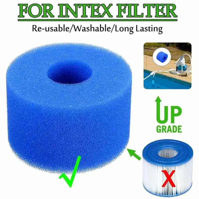 Swimming Pool Filter Foam Reusable Sponge Cartridge Suitable Bubble Jetted Pure SPA For Intex S1 Type Filter Pool Accessories