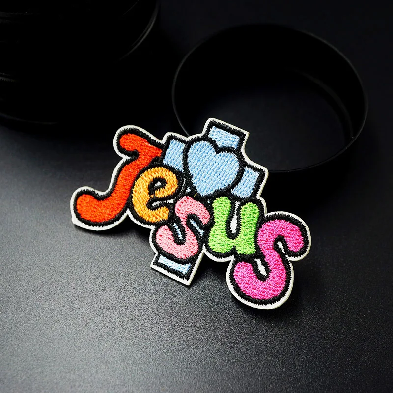 Jesus Size:4.0x6.0cm Patch Badges Embroidered Applique Sewing Iron On Clothes Garment Apparel Accessories