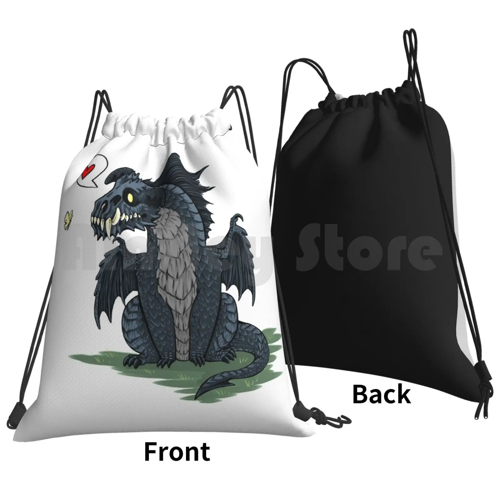 D&d Black Dragon Backpack Drawstring Bag Riding Climbing Gym Bag Dragon Dragon Art Dnd D D And Pathfinder Rpg Games Reptile