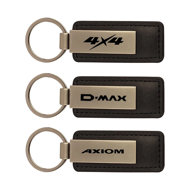 New leather metal car key chain keychain car key ring for Isuzu Ascender Axiom D-Max Mu-X SLX 4X4 car accessories