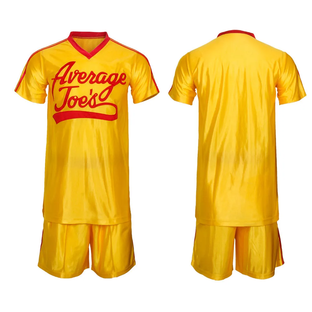 Crazy Dodgeball Average Joe's Adult Yellow Jersey Costume Set A True Underdog Story Dodgeball Cosplay Costume Halloween Outfit