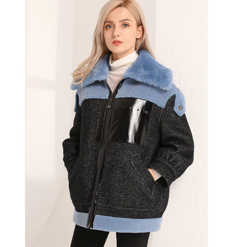 

women's faux fur coats short teddy bear coat ladies clothing overcoat plus size grey wool blends 2019 autumn winter free ship