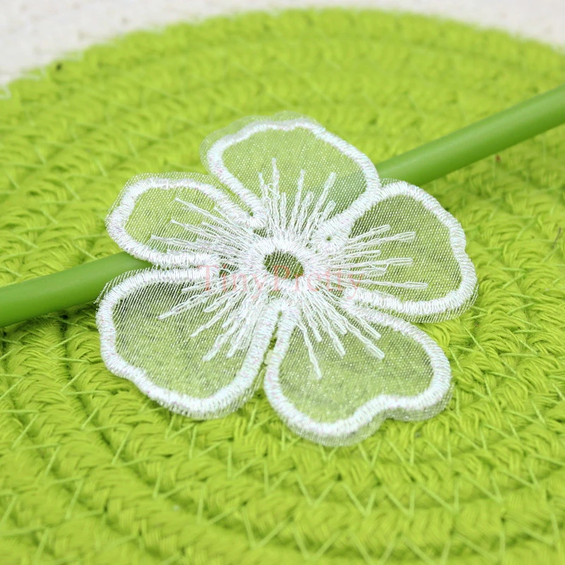 10pcs Embroidered 5-petal Flower Applique Patches Vintage Embroidery Flower Petals DIY Craft Supplies Handmade Hair Jewelry